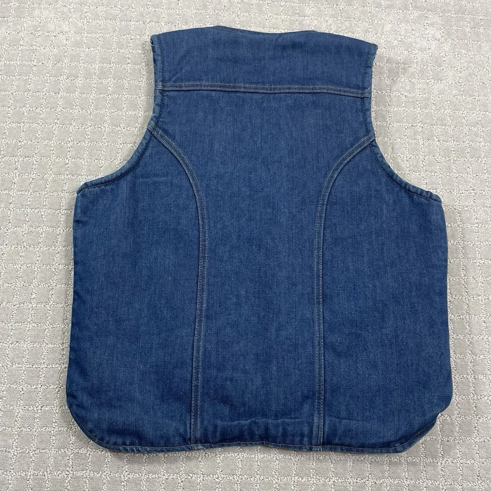 Vintage 70s Wrangler Sherpa Lined Denim Size‎ Large Cowboy Western Jean Vest